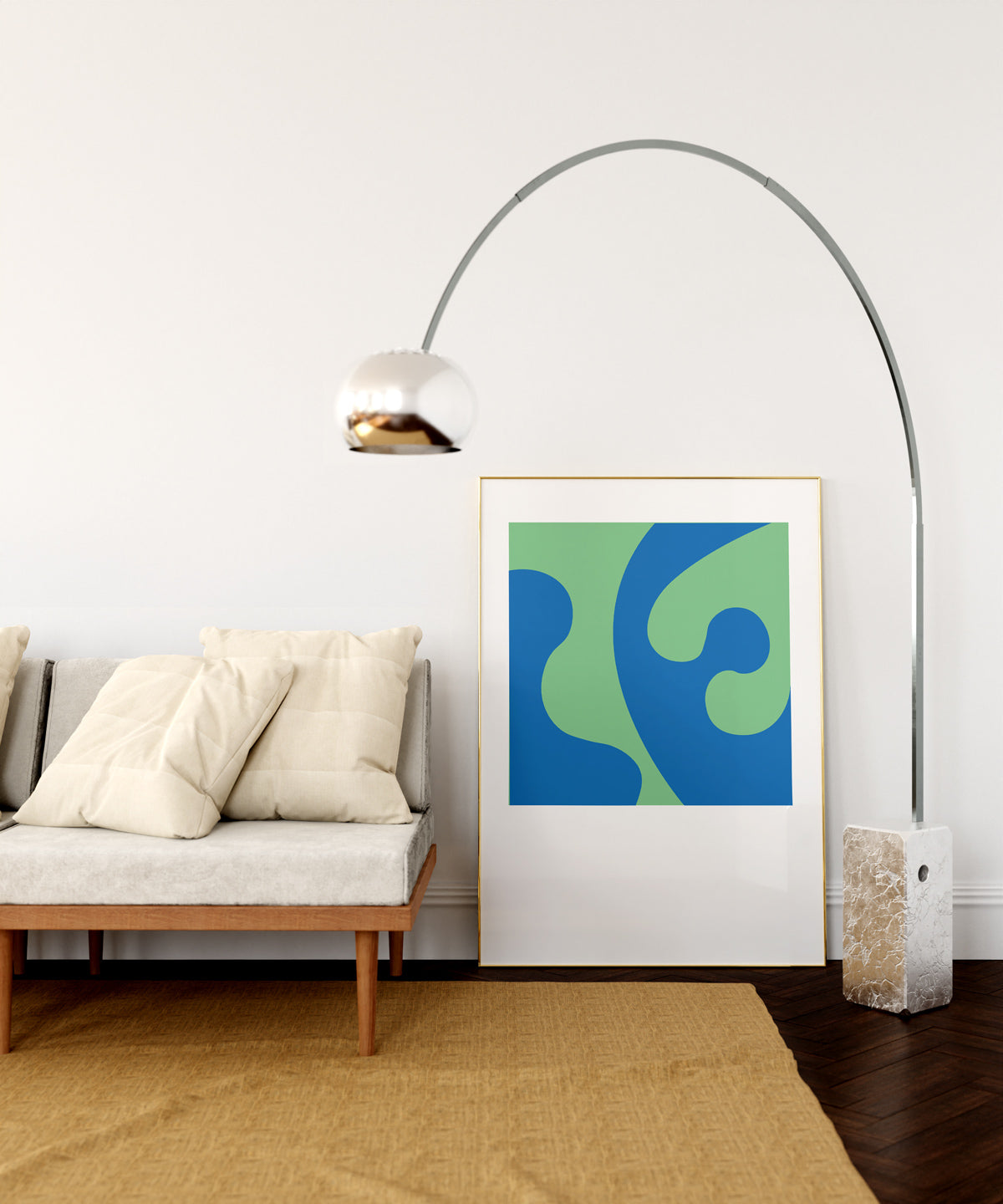 BLUE-GREEN CURVE COLOR STUDY Framed Art Print by Holly McWhorter