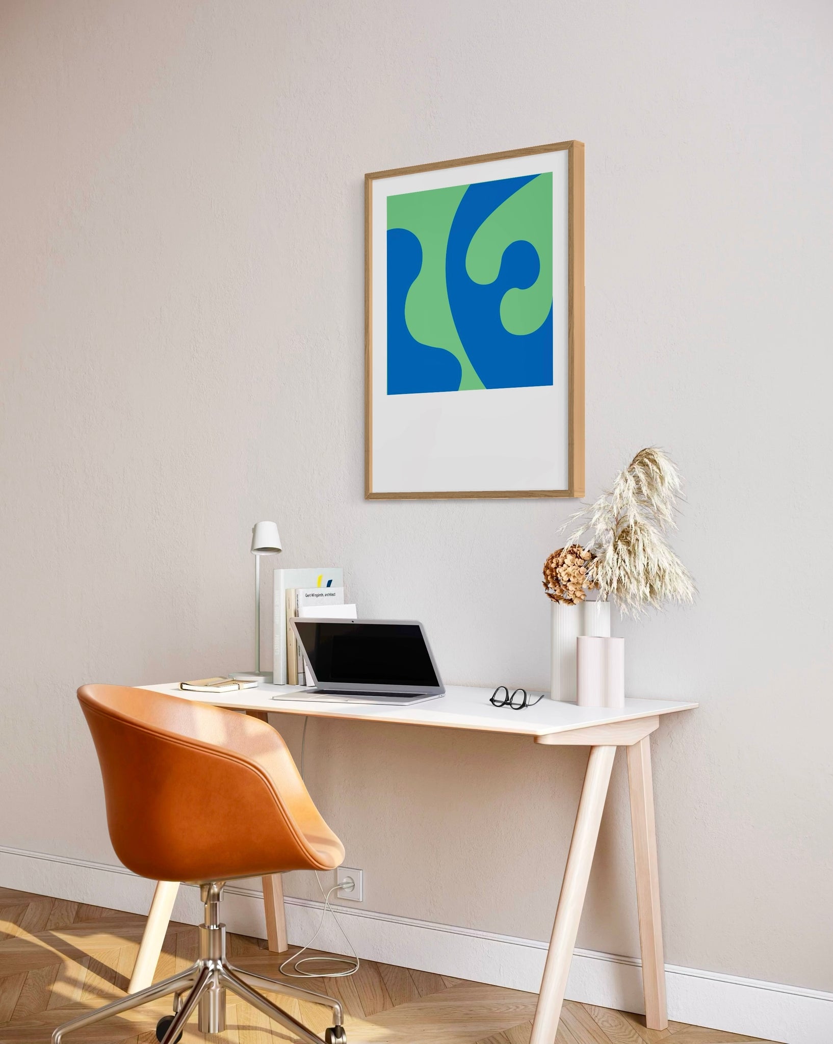 BLUE-GREEN CURVE COLOR STUDY Framed Art Print by Holly McWhorter