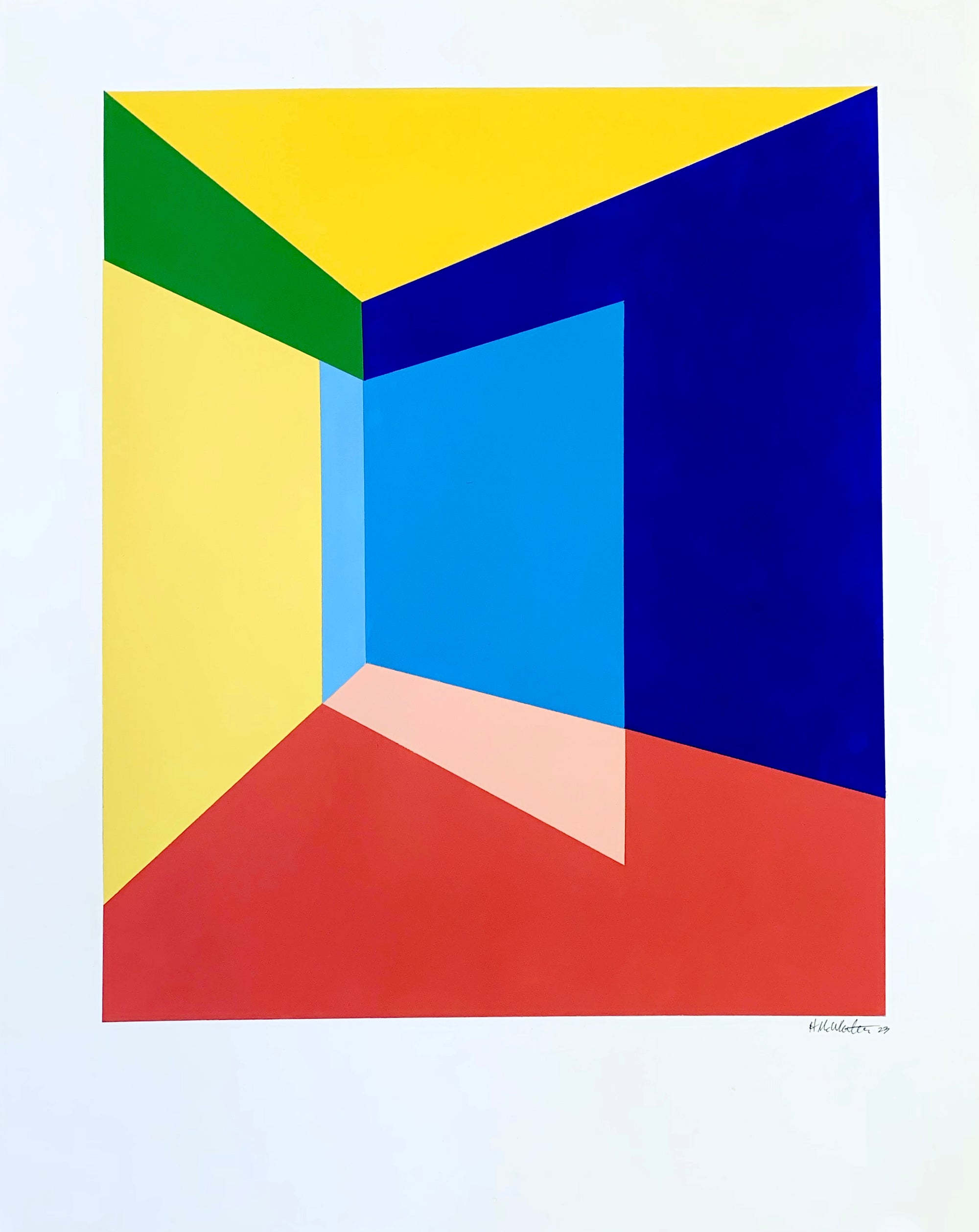 Bright Blue Light - Original Painting on Paper 24" x 19" (60.96cm x 48.26cm)