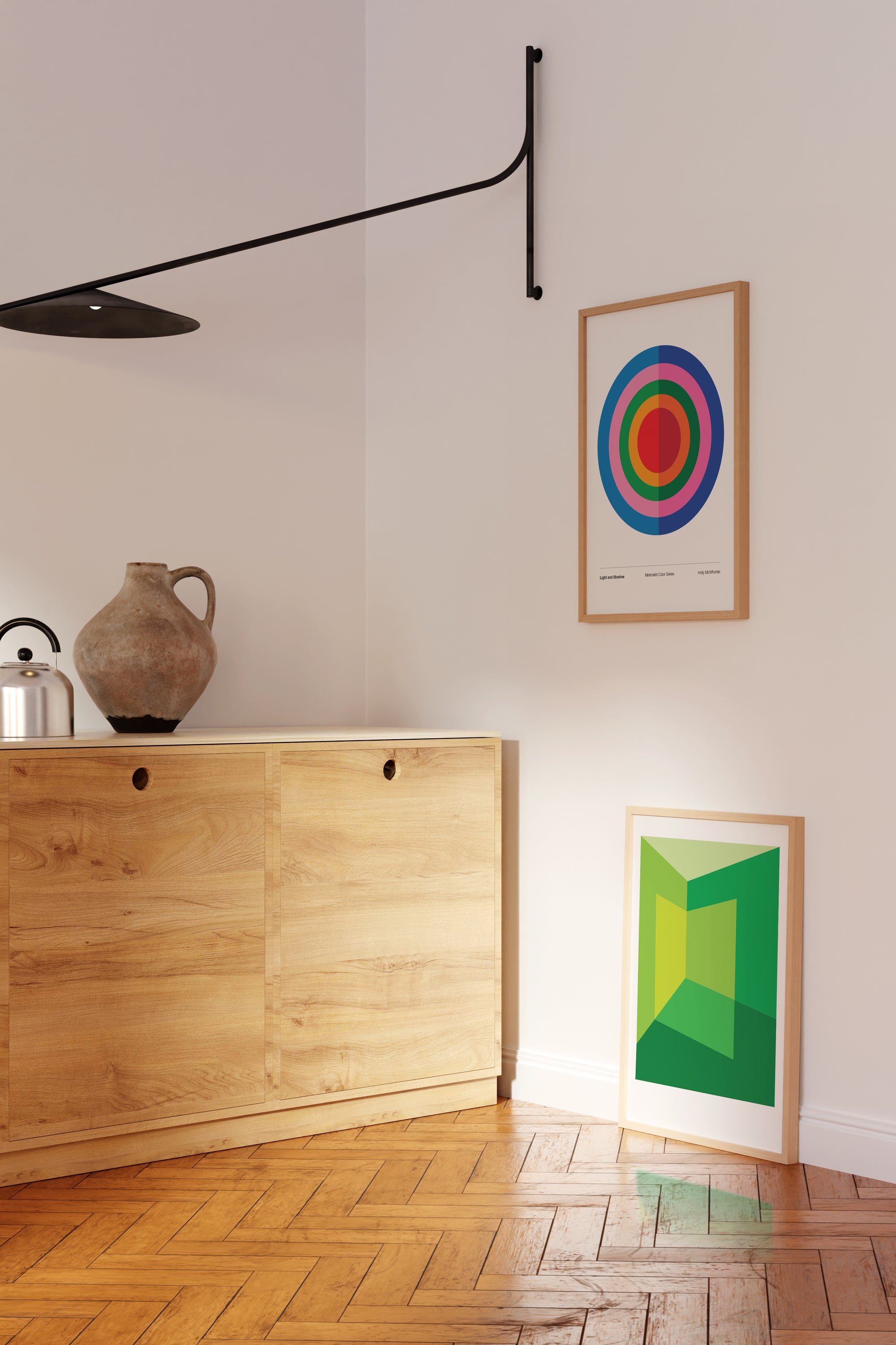 LIGHT CORNER: GREEN Framed Art Print by Holly McWhorter